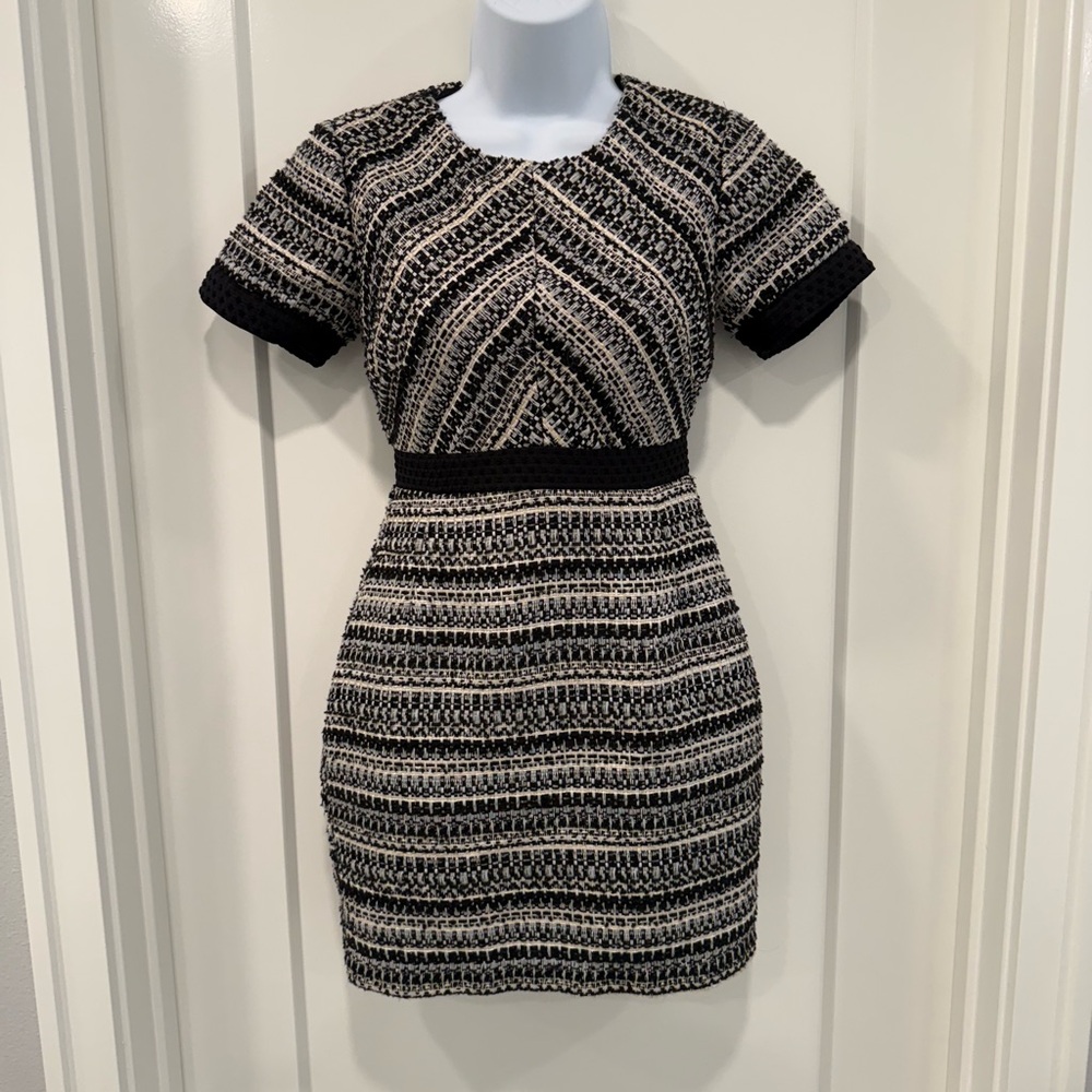 H&M tweed Elegant Black and Cream Women's Dress